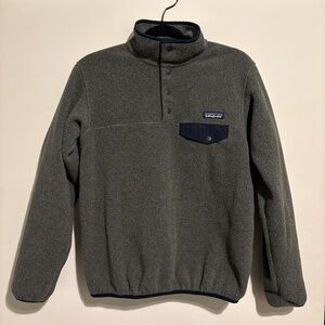 Patagonia Gray Fleece with Navy and Red Trim
